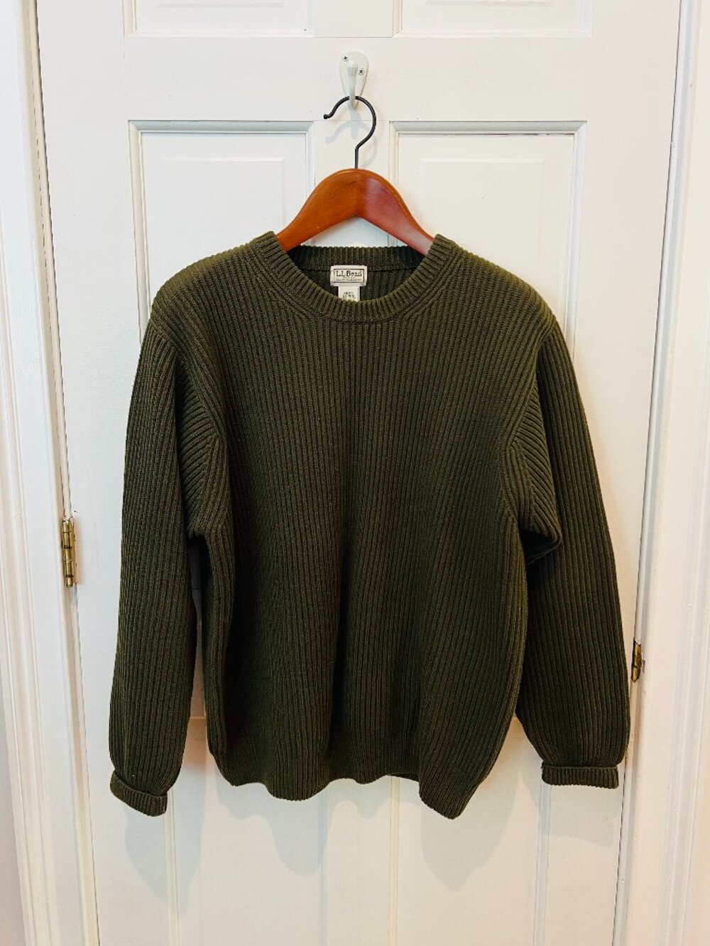Vintage Classic L.L.Bean Green Chunky Knit Crewneck Fisherman Sweater